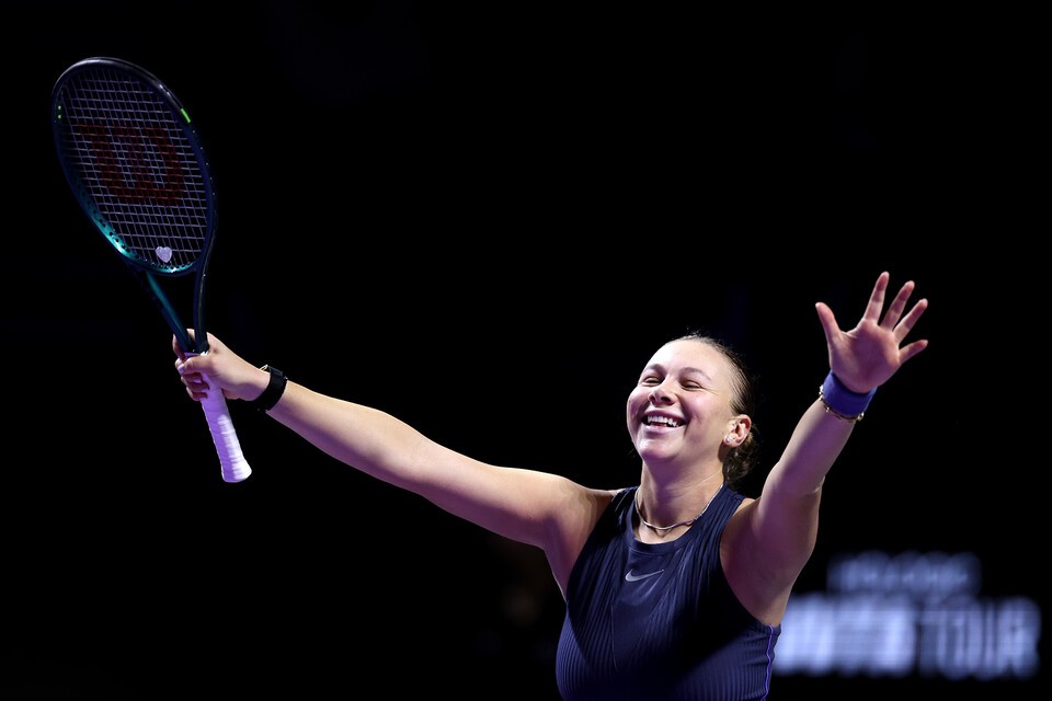 리야드 WTA 파이널스 코트 전경과 선수들 경기 장면