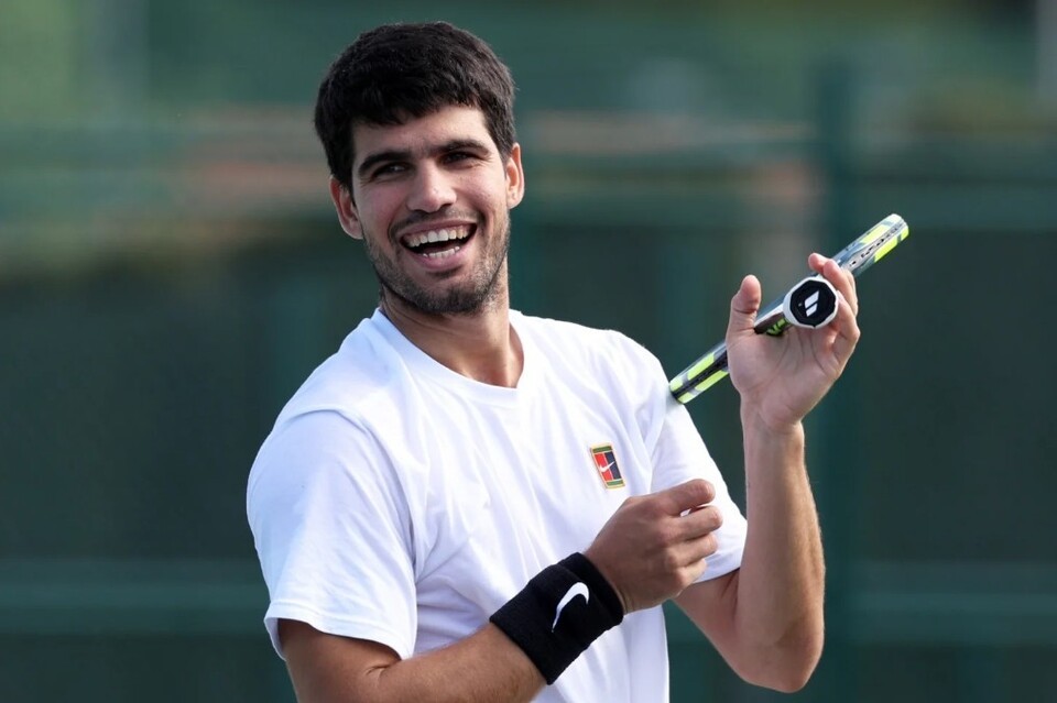 커리어 그랜드슬램 달성 후 인터뷰에 나선 카를로스 알카라스